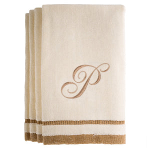 P - Cotton velour monogram towel - Ivory