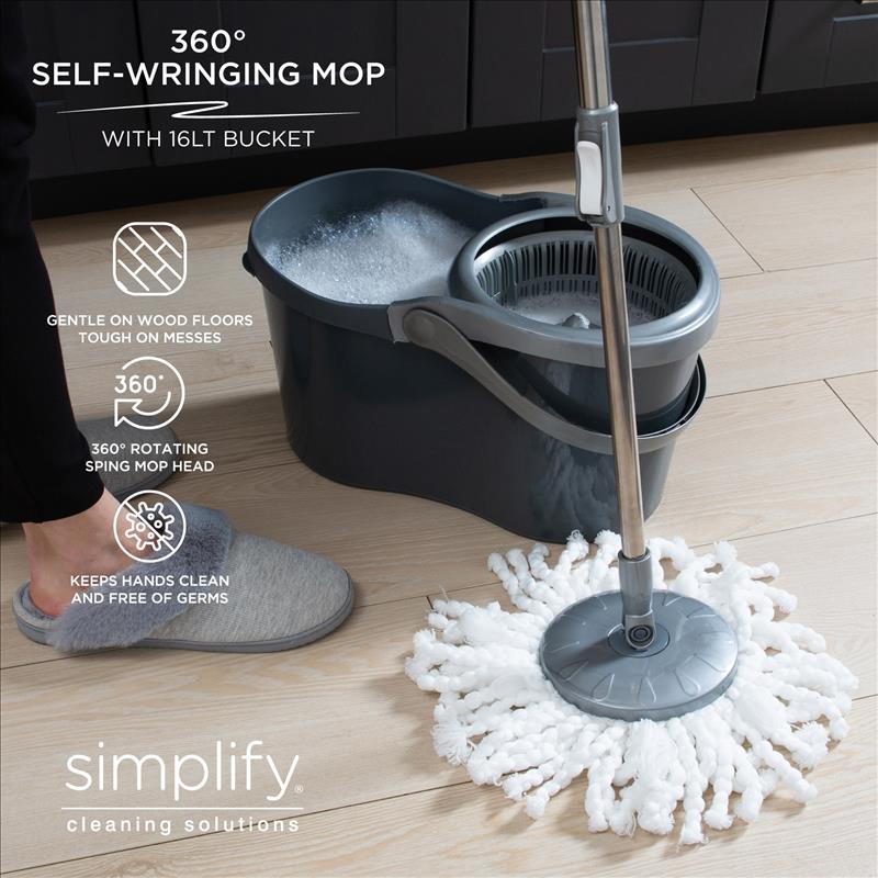 Twist & Spin Mop Cleaning Kit with Bucket & Expandable Handle - 16LT Bucket.