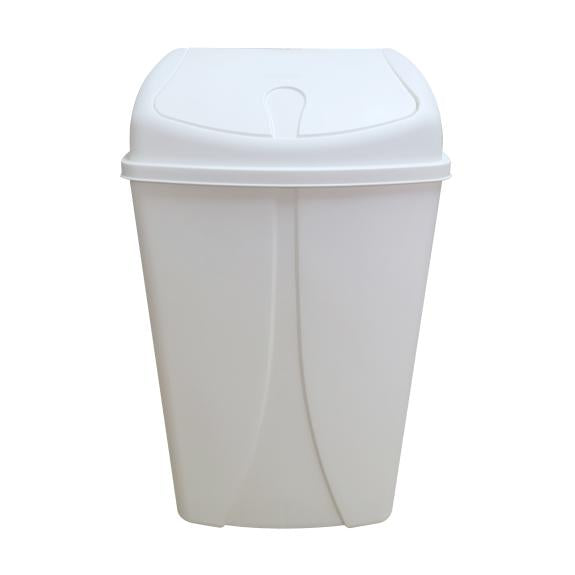 1662White Plastic Swing Trash Bin 50 Liter, White