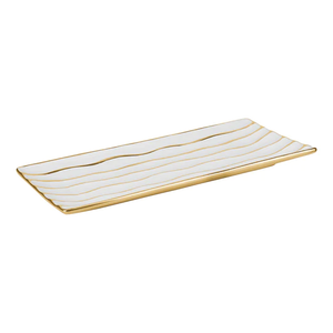 J-PTR-WHT/GD Porcelain Rectangular Tray Wht