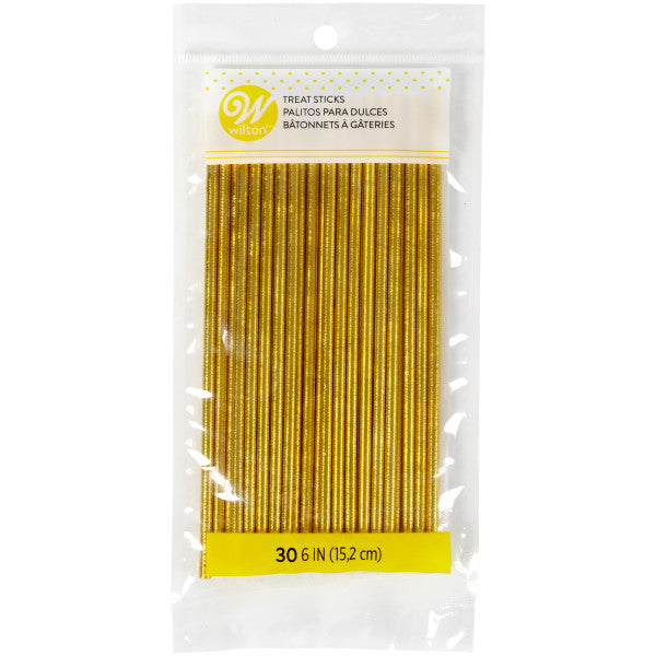 Wilton 6-Inch Gold Foil Treat Sticks, 30-Count