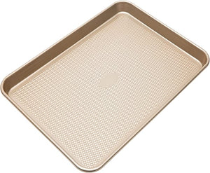 Cookie Sheet, L-17.5"x11.8"x.98", 0.8mm Gold Metalic w/ Diamond Base