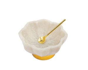 61971 4" MARBLE SPICE DISH W/ SPOON