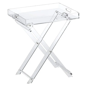 982802 Stylish Acrylic Foldable Tray Side Table with Side Handles