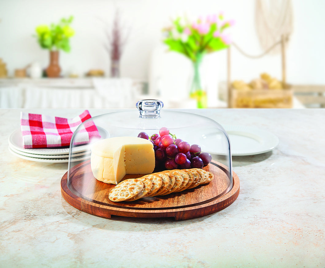 12483 WOOD TRAY W ACRYLIC LID