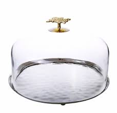 Glass Cake Dome with Mosaic Handle - 11.75"D x 8.5"H