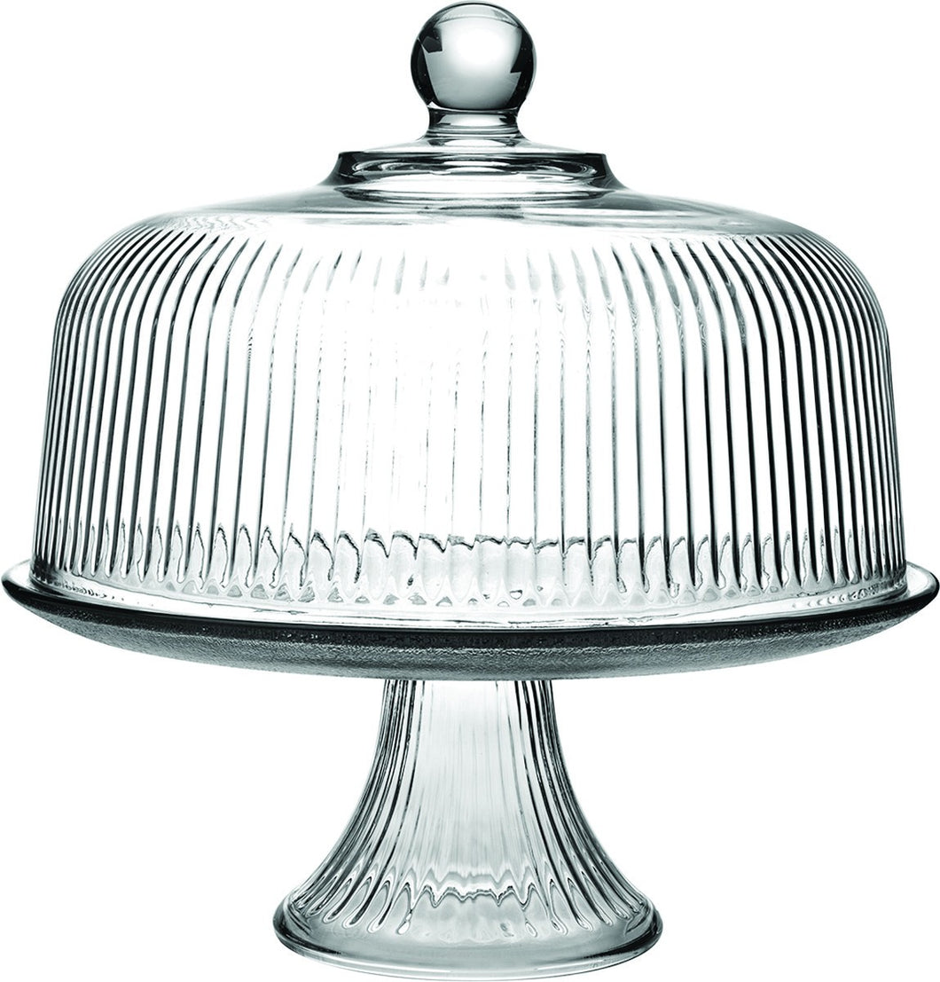 C860318HG18-TRI CAKE COVER-ON FOOTED PLATE-MONACO