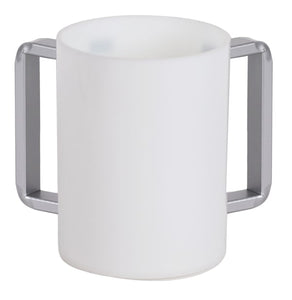 59620 Acrylic Washing Cup White - Silver Handle 5"