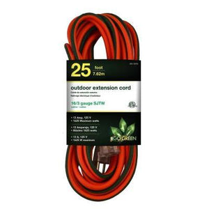 25' 16/3 Orange W. Gr. Stripes Extention Cord
