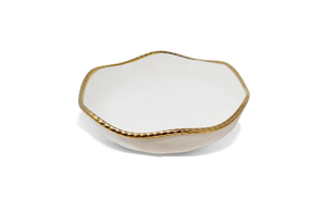 VB4695 White Salad Bowl with Gold Rope Edge