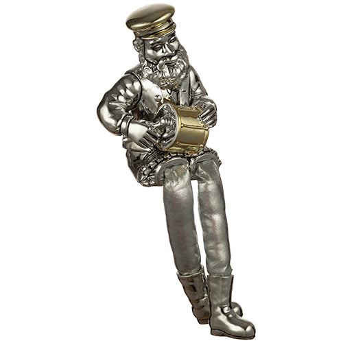 UK45584 Polyresin Sitting Hassidic Figurine With Black Cloth Legs 26 Cm - Drum Player