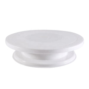 White Plastic Rotating Cake Stand Revolving Cake Turntable