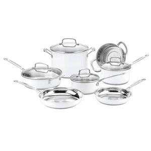 Cuisinart Chef's Classic 11pc Stainless Steel Series White Cookware Set