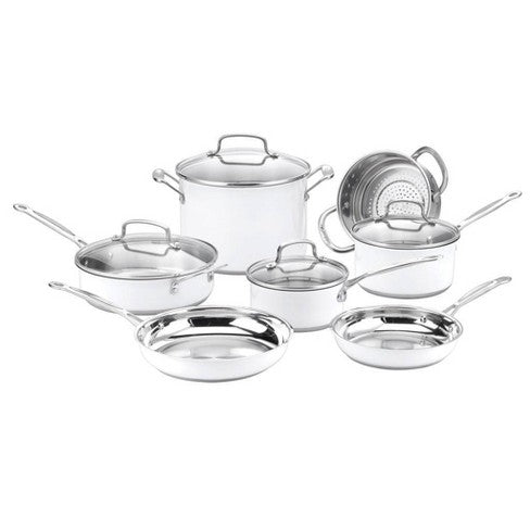 Cuisinart Chef's Classic 11pc Stainless Steel Series White Cookware Set