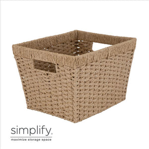 Paper Rope Dutch Weave - Large Storage Basket W.handle 15x13x10