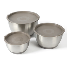 Load image into Gallery viewer, Martha Stewart Rhinewell 6-Piece Mirror Polish Stainless Steel Mixing Bowls w/ Lid and Non-Slip Base
