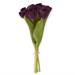 18427A-PU 13 Inch Dark Purple Real Touch Tulip Bundle (6 Stem)