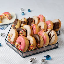 Load image into Gallery viewer, Chanukah Donuts/Latkes Serving Tray Dreidel Shape Design Clear Blue
