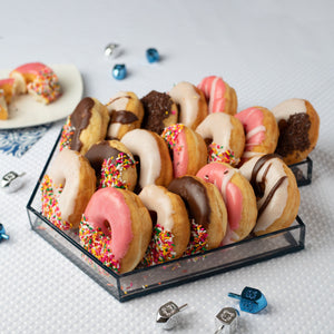 Chanukah Donuts/Latkes Serving Tray Dreidel Shape Design Clear Blue