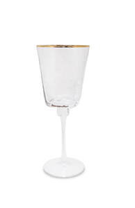 VWN2999 Hammered Wine Glasses Square Shaped with Gold Rim