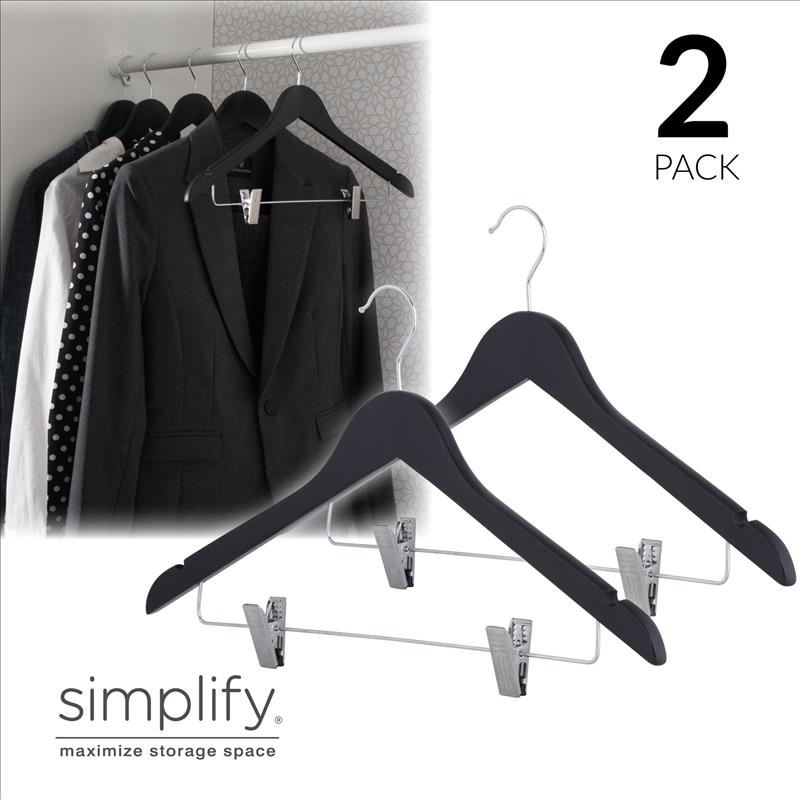 3085-MATTEBLACK HANGERS 2PK SUIT MATTEBLACK