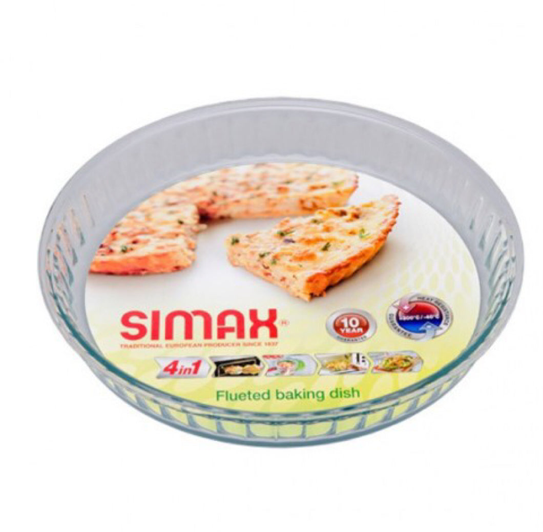 Simax 11 inch 1.8 qt Fluted Glass Baking Dish