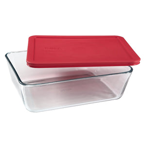 PYREX-RECT*11cup-BAKE DISH-RED COVR