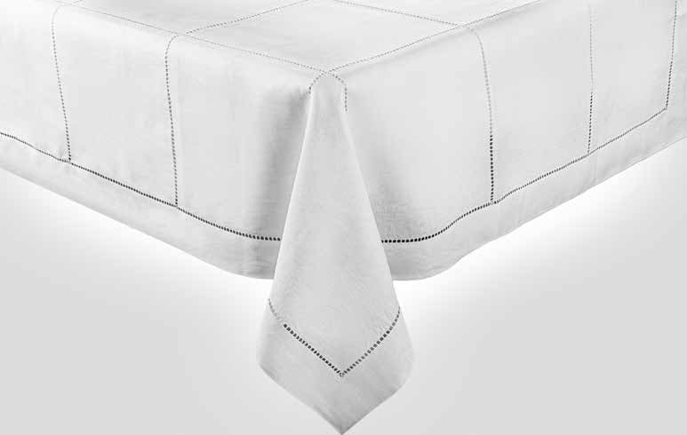 HEMKK HMSQ-72x144 HEMSTITCH SQUARE BOX TABLECLOTH 72x144
