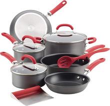Load image into Gallery viewer, Rachael Ray Create Delicious Hard Anodized Nonstick Cookware Pots and Pans Set, 11 Piece, Red Handles
