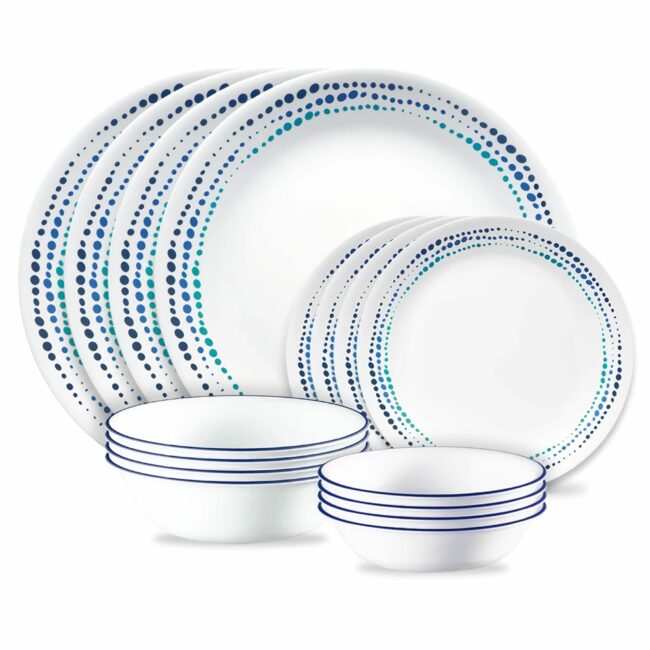 CORELLE MUGLESS 16 pc SET- CLASSIC OCEAN BLUES