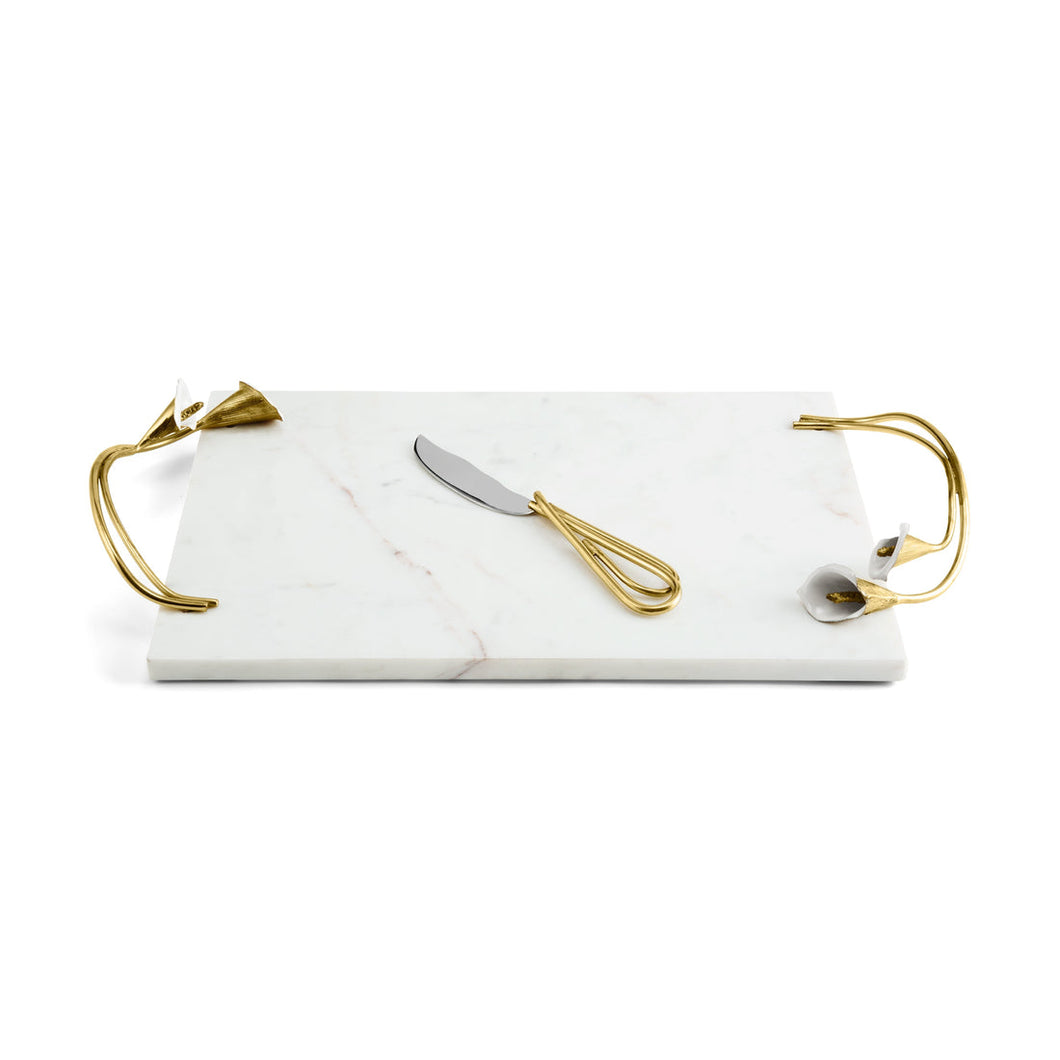 123216 Calla Lily Cheese Board/Knife