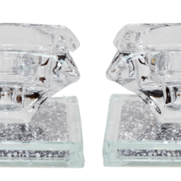 182976 Crystal Candle Holder - Silver Filling Stand 4"L X 3"W X 2"H