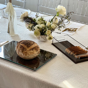 J-TNP-WD Lucite & Wood Look Challah Tray