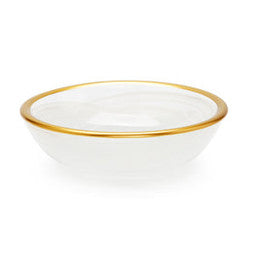 GDB2935 Alabaster White Dip Bowls with Gold Rim