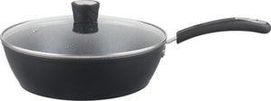 Millvado - Rainbow Non Stick Deep Frypan/W Lid, Black, Soft Grip Handle 11"