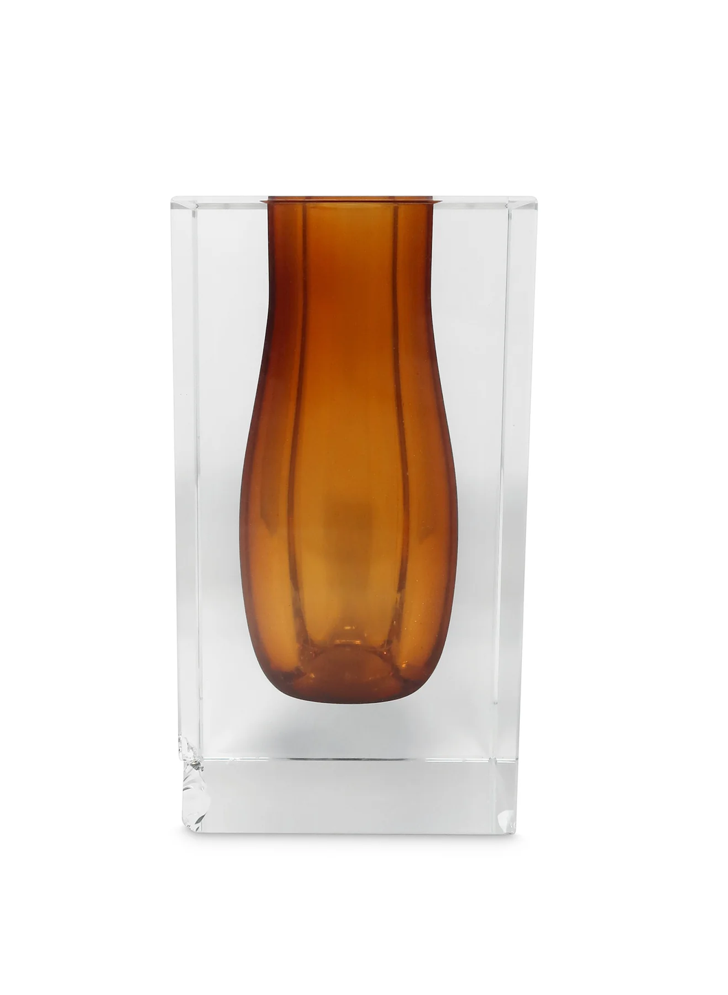 VV5049 Double Wall Crystal Bud Vase Amber Inner