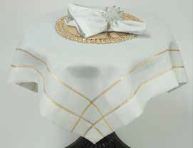 CHK-GOLD-72X144 LINEN LOOK GOLD OUTLINE TABLECLOTH