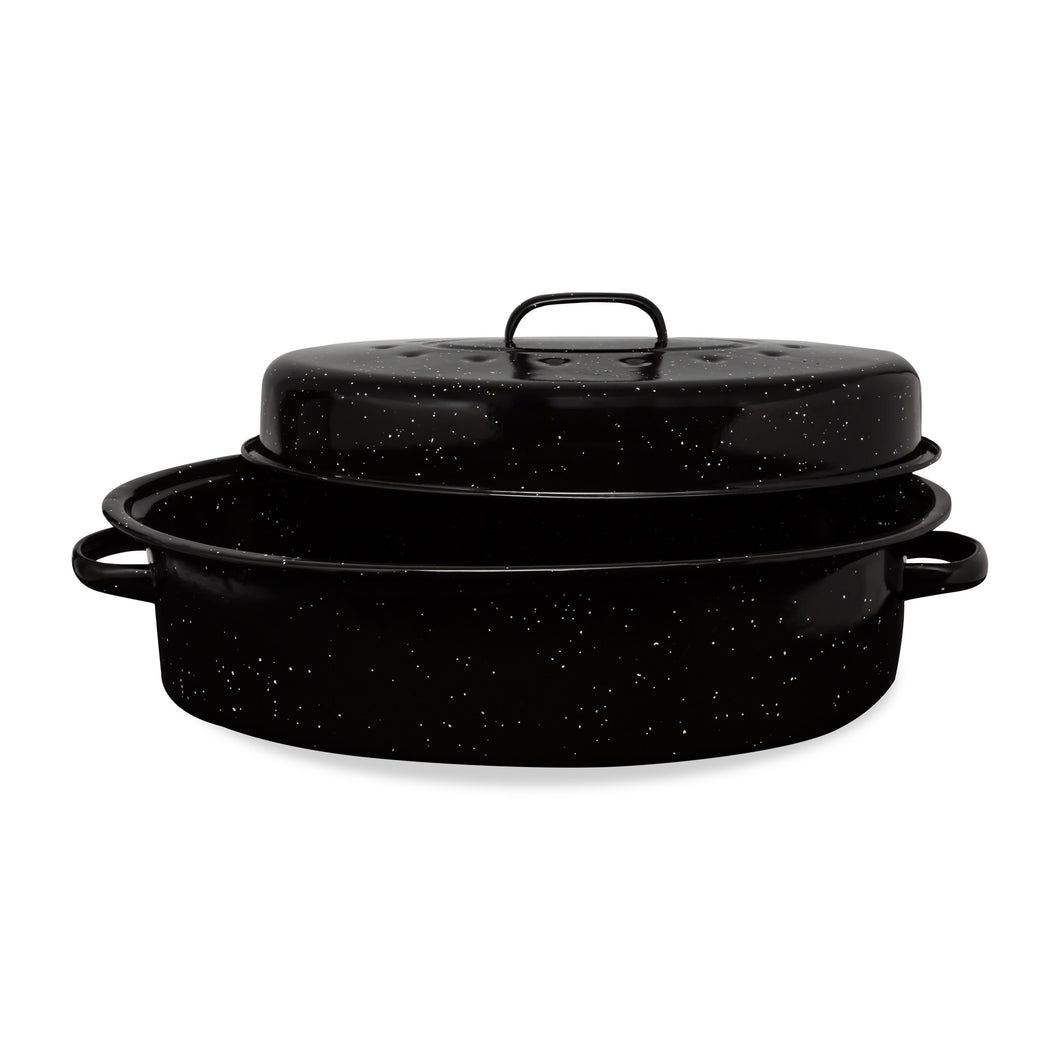 Millvado - Granite Medium Oval Roaster With Lid , 16