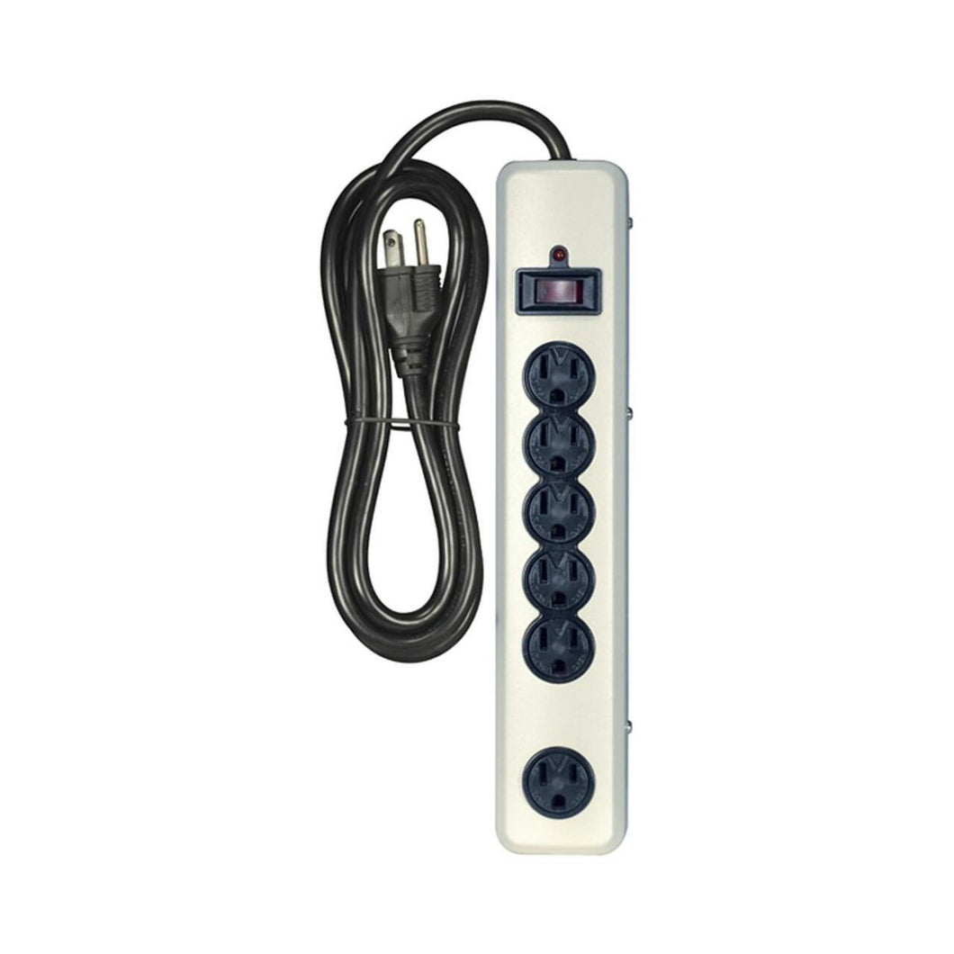 Satco 6 Outlet Beige Metal Surge Protector Strip; 6 Foot 14/3 SJT With Straight Plug; 1200 Joules; 15A-120V; 1875W
