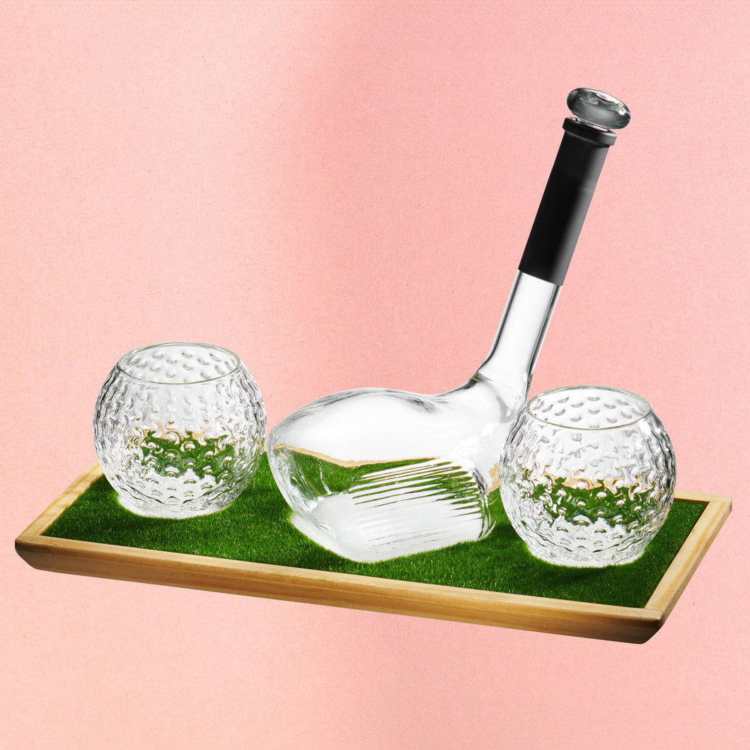 28309 GOLF DECANTER &2 GLASS