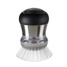 STL SOAP SQUIRTING PALM BRUSH - STAINLESS STEEL