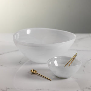 TK-124 Small Monte Carlo Alabaster Glass Bowl - White