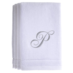 P - Cotton velour monogram towel - White