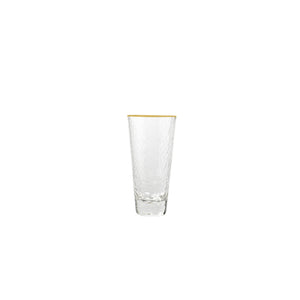 VD-2110-HGR Vikko Decor - Gold Rim, Hammered Highball Glass, 10 Oz -