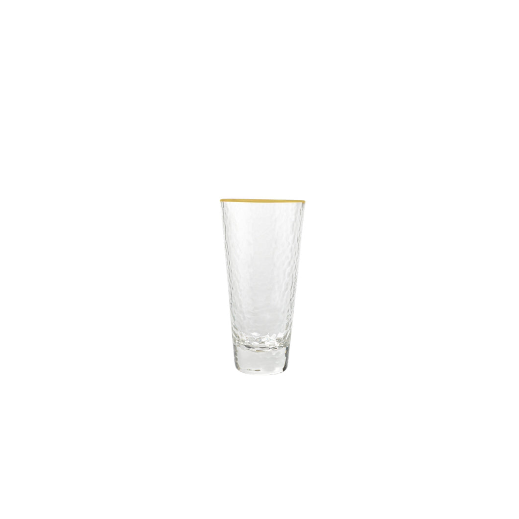 VD-2110-HGR Vikko Decor - Gold Rim, Hammered Highball Glass, 10 Oz -