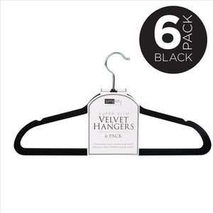 HANGER-VELVET-BASIC PK/6 BLACK