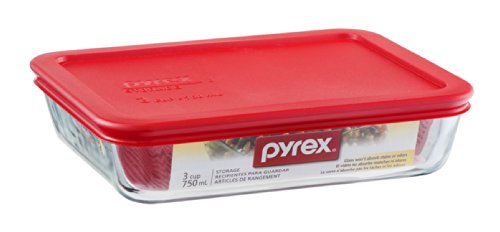 PYREX-RECT.BAKE DISH-RED COVER 3 cup