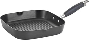 Anolon Advanced Hard-Anodized Nonstick 11-Inch Deep Square Grill Pan with Pour Spouts, Gray