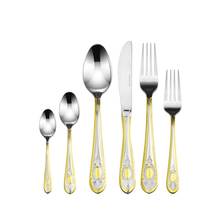 Load image into Gallery viewer, #709G-75 Regal Gold Accent Flatware Service For 12
